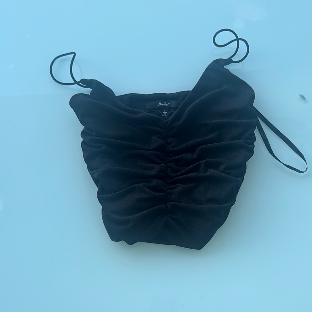 Black Ruched Sleeveless Top